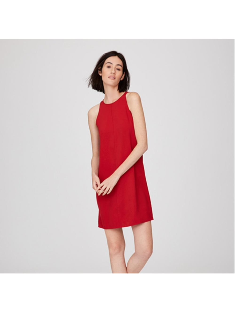 Everlane Japanese GoWeave High Neck Tank Dress red shift women's size 6